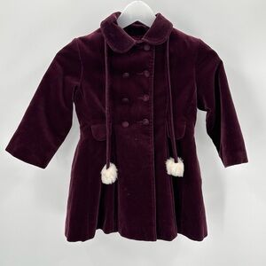 VTG Rothschild Winter Coat Burgundy Maroon Little Girls Velvet  No Size STAINS
